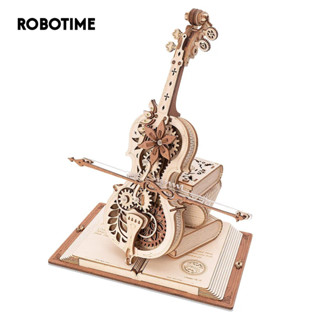 Hộp nhạc Robotime. Mô hình gỗ 3d tự lắp táp ROKR Magic Cello Mechanical Music Box 3D Wooden Puzzle AMK63