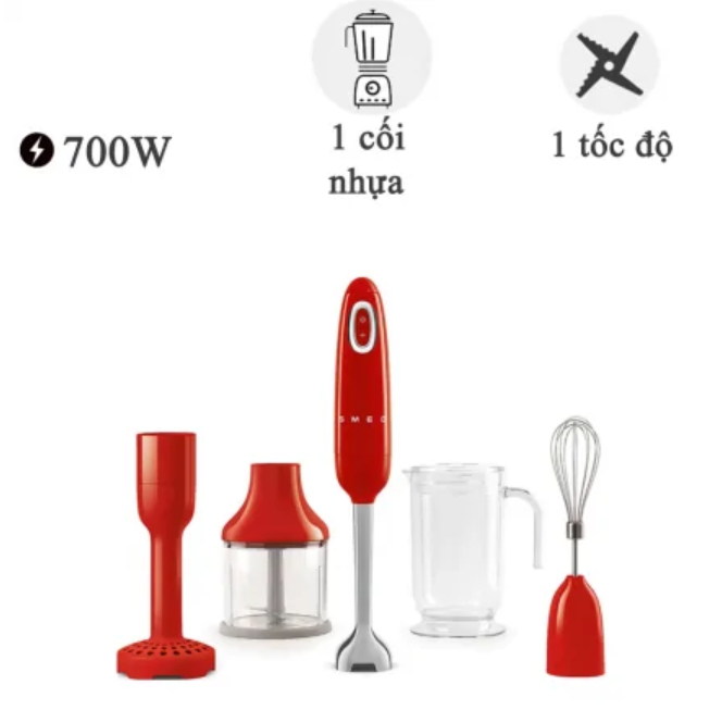 Máy Xay Cầm Tay Smeg HBF02, Máy Xay Đồ Ăn Dặm, Thiết Kế Đẹp, Xay Nhanh, Công Suất 700W, Nhập Đức, BH 12 Tháng