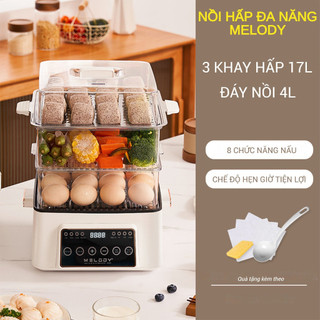 [Chính hãng] Nồi Hấp Điện MELODY Kem Hấp, Nấu Lẩu Đa Năng 2in1- Bảo Hành 12 Tháng