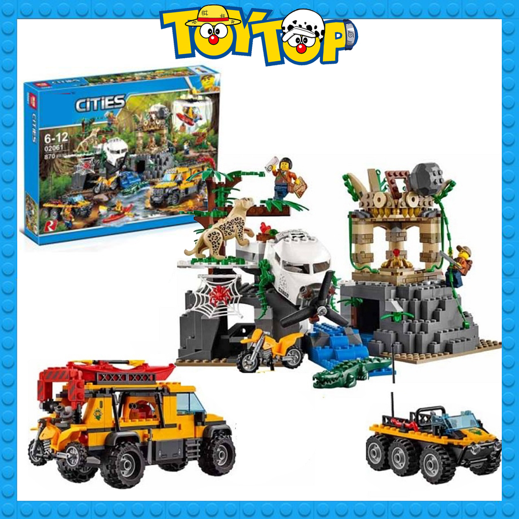 Đồ chơi lắp ráp ghép City thám hiểm khám phá rừng rậm cùng xe địa hình xếp hình Lpin 02061 No 6098 mô phỏng 60161