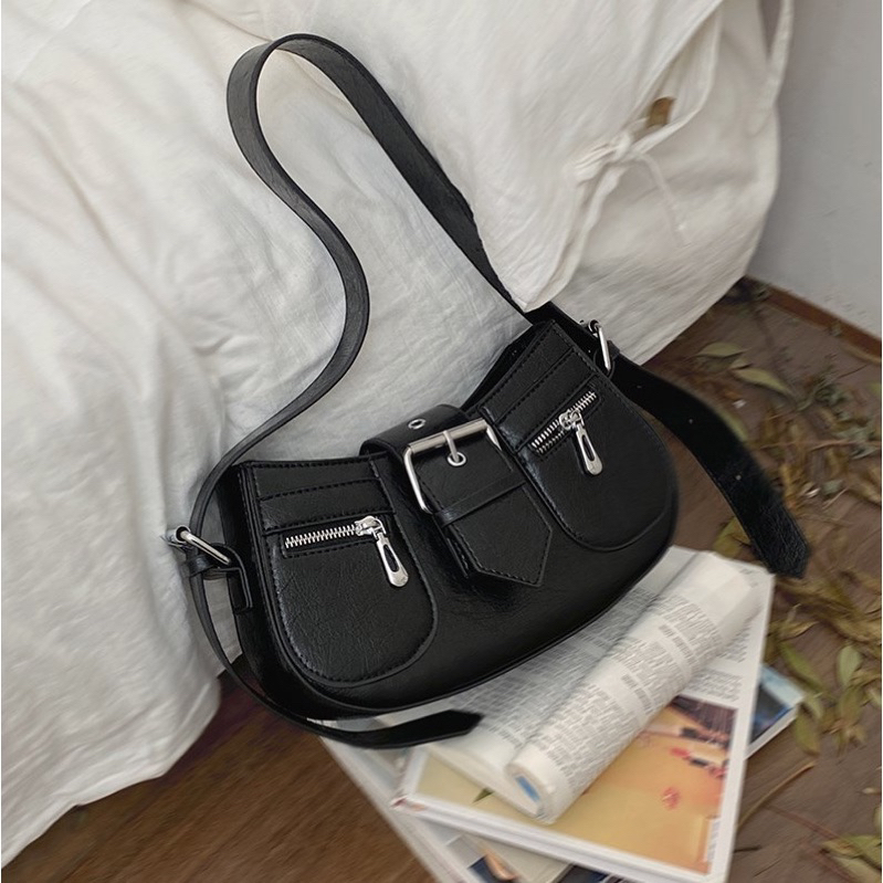 Túi Xách Nữ Đeo Chéo Kẹp Nách Dáng BẦU 2 KHOÁ Da Cao Cấp Thời Trang Nữ T550