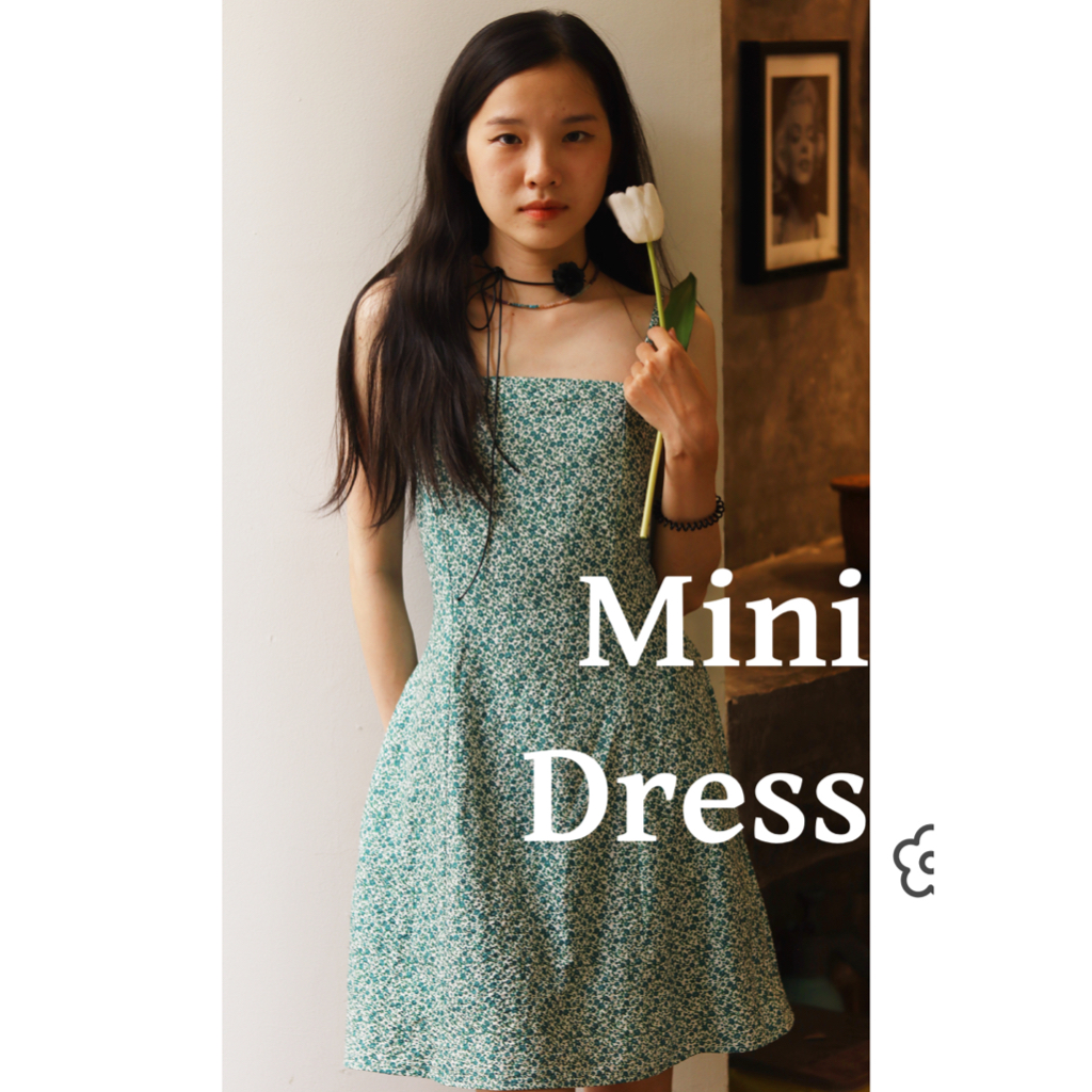 Gaia Mini Dress Đầm Hai Dây Ngắn Hoa Nhí Smoking Lưng