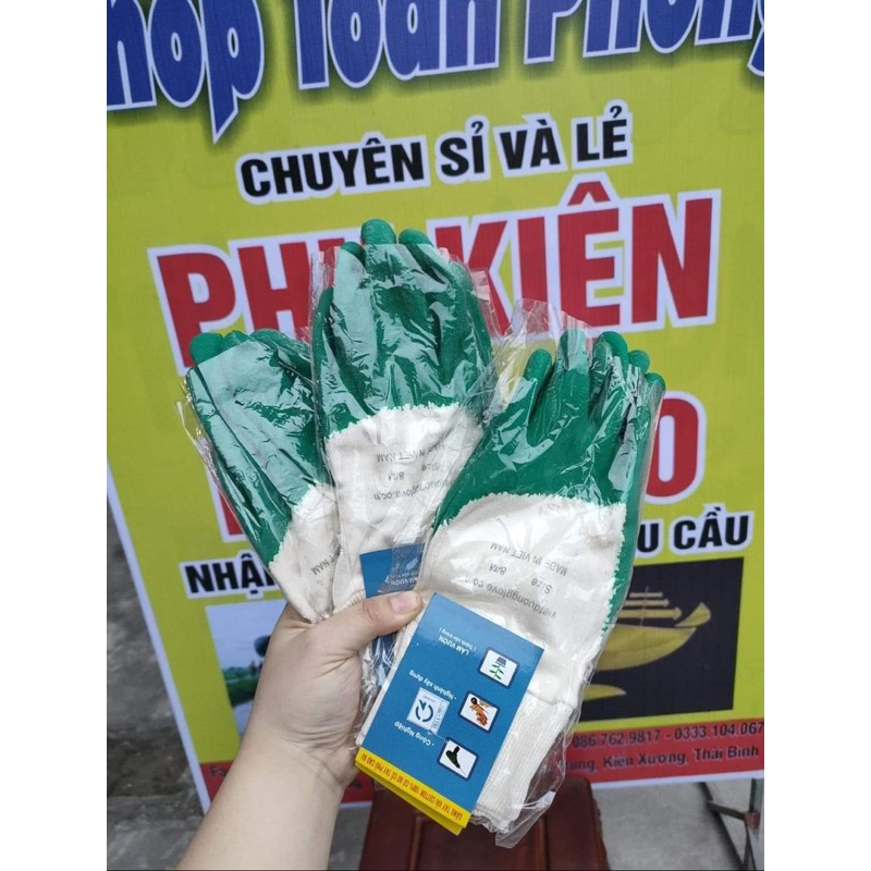 Găng tay cotton phủ cao su bám dính, chống trơn để kéo diều