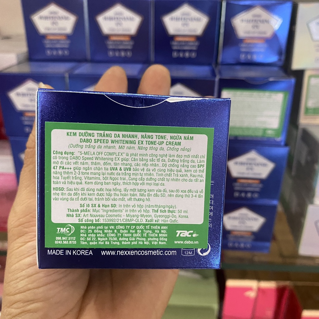 Kem dưỡng trắng da ban ngày nâng tông chống nắng Dabo Whitening Ex Tone Up 50ml