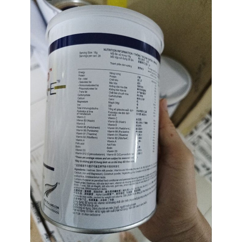 Sữa non alpha lipid lifeline 450g Hàng chính hãng new Zealand nguyên mã code.