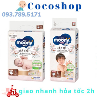 Chính hãng Tã quần Tã dán Moony Natural Nhật đủ size NB63 S58 M46 L36 XL32