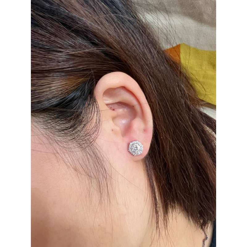 Khuyên Tai Nam/Nữ Lục Giác Đính full Kim Moissanite