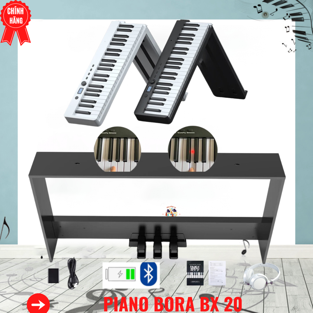 Đàn Piano Điện Bora Bx 20 Gấp Gọn- Phím sáng + Chân Đàn (Trắng, Đen)