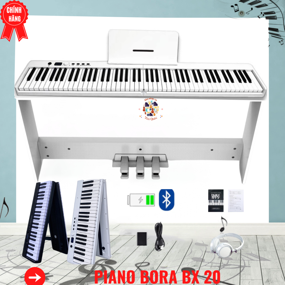 Đàn Piano Điện Bora Bx 20 Gấp Gọn + Chân Đàn (Trắng, Đen)