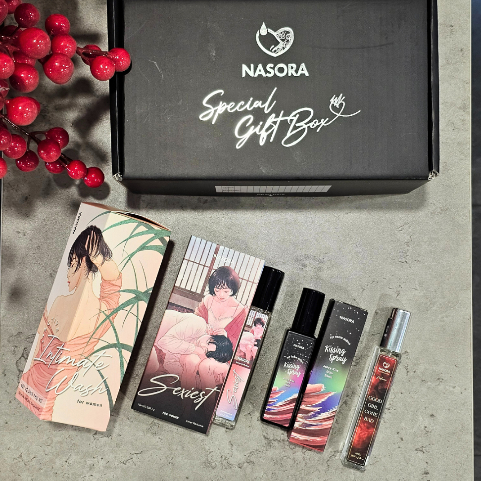 [COMBO BAD GIRL ĐI DATE] Bộ Sản Phẩm Nasora 4 IN 1 Gồm Kissing Spray, Bọt Vệ Sinh Nữ, Nước Hoa Nữ Và Nước Hoa Vùng Kín