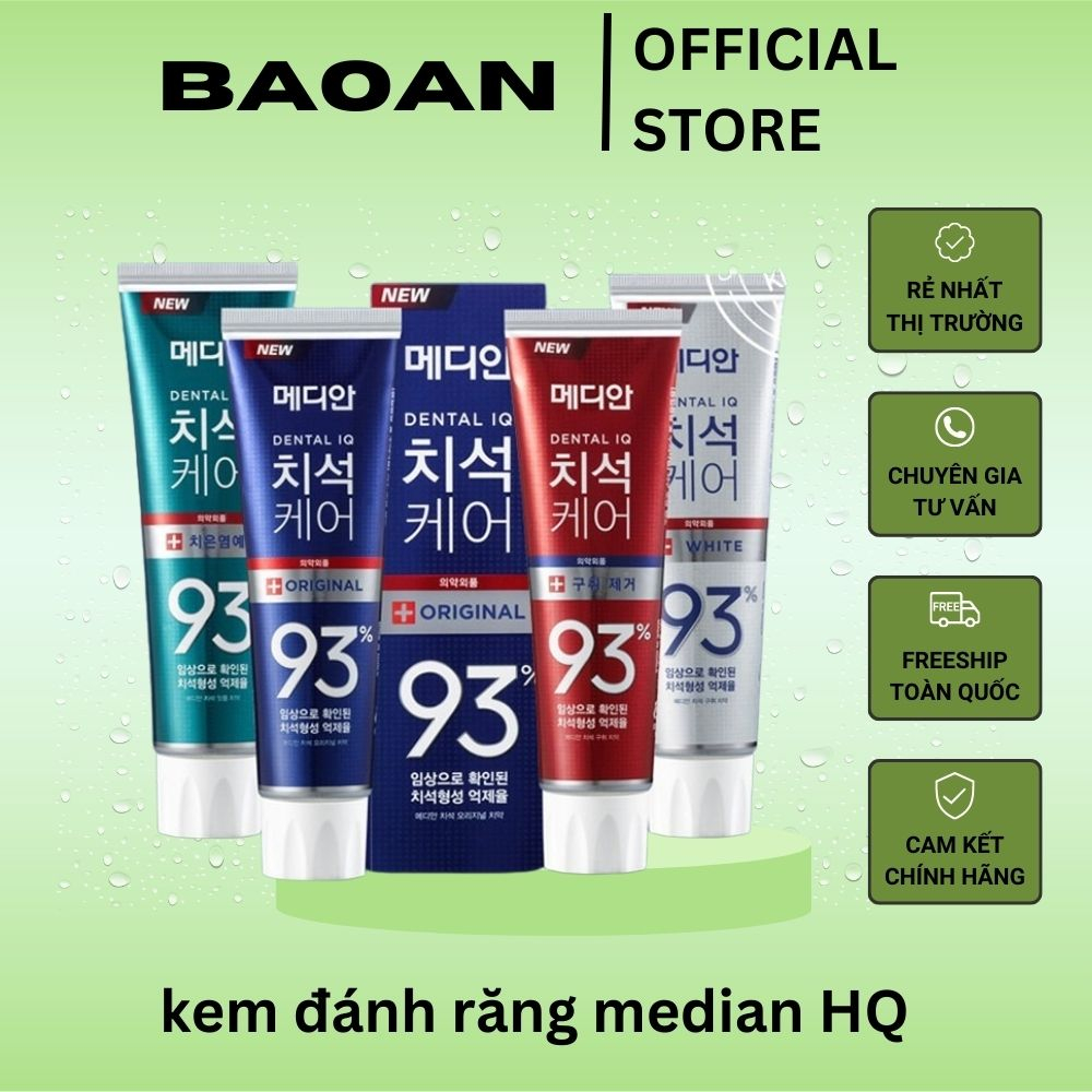 Kem Đánh Răng MEDIAN 93% 120gr, Kem Đánh Trắng Răng Hàn Quốc Cho Răng Nhạy Cảm, Hơi Thở Thơm Tho
