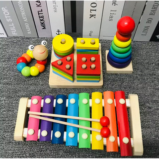 Combo bộ đồ chơi gỗ thông minh phát triển tư duy trí tuệ cho bé - Combo 4 5 7 8 món đồ chơi Montessori bằng gỗ an toàn
