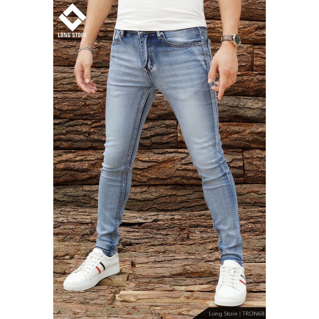 Quần jean nam xanh nhạt Silver Blue Lightning LONGARES cao cấp chất vải bò co giãn dáng ôm skinny siêu đẹp TRON68