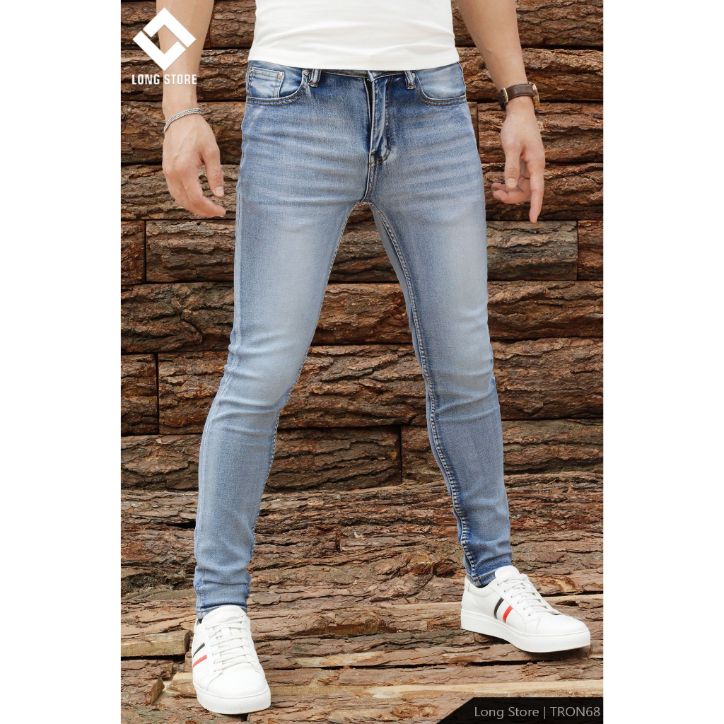 Quần jean nam xanh nhạt Silver Blue Lightning LONGARES cao cấp chất vải bò co giãn dáng ôm skinny siêu đẹp TRON68