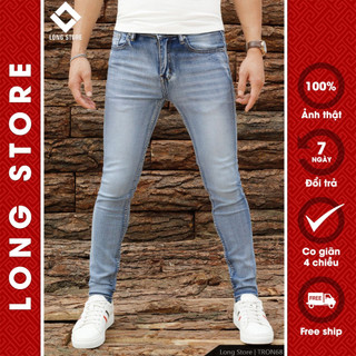 Quần jean nam xanh nhạt Silver Blue Lightning LONGARES cao cấp chất vải bò co giãn dáng ôm skinny siêu đẹp TRON68