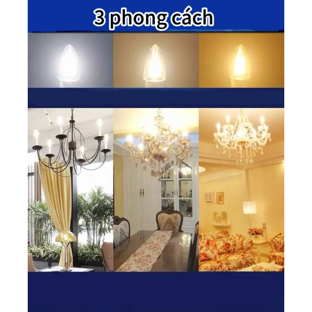 Bóng Led Nến E14 Ánh Sáng Trắng, Bóng Đèn Quả Nhót Trang Trí Đèn Chùm