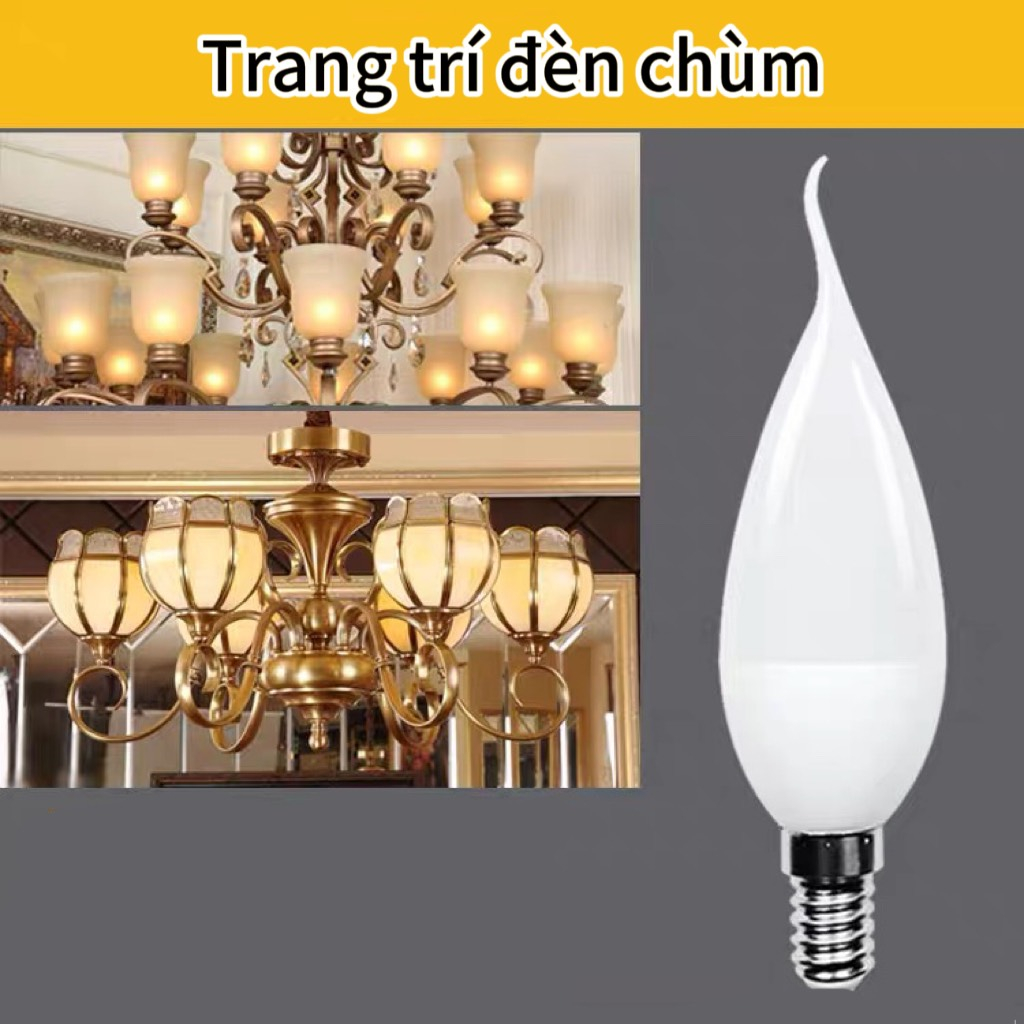 Bóng Led Nến E14 Ánh Sáng Trắng, Bóng Đèn Quả Nhót Trang Trí Đèn Chùm