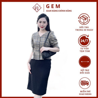 Áo công sở kẻ G450 mẫu mới 2022 che bụng mỡ tôn vòng 1 - GEM Fashion