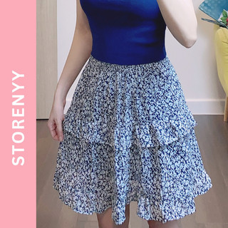Chân váy voan hoa nhí xếp tầng girl skirt
