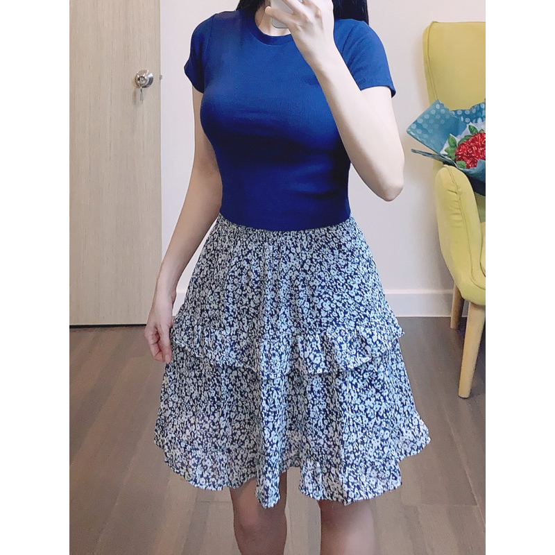 Chân váy voan hoa nhí xếp tầng GIRL SKIRT
