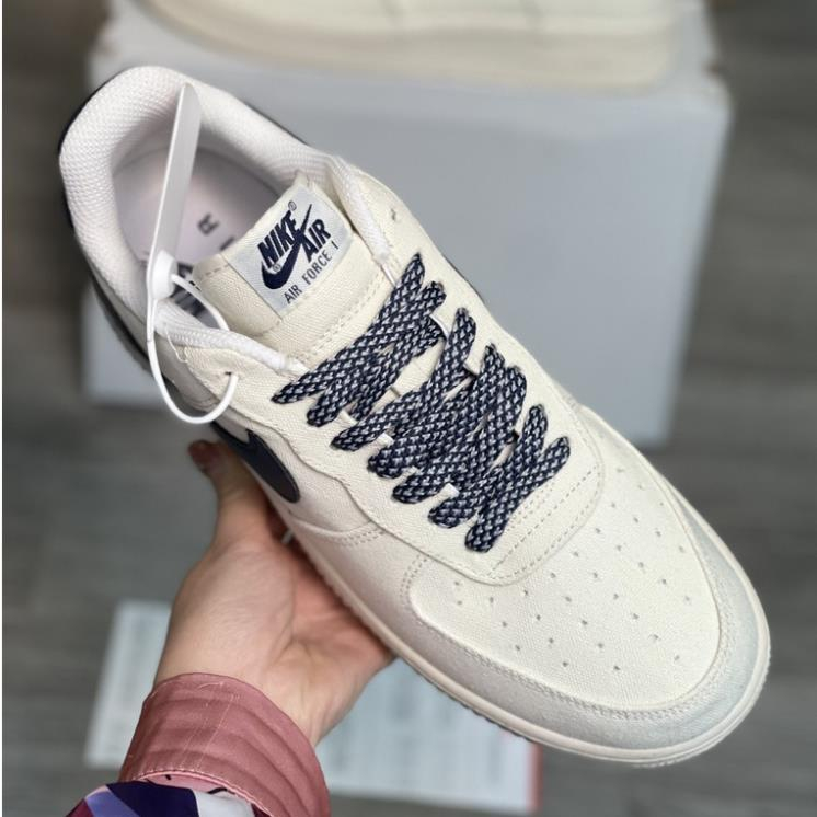 Giày _Nike Air Force 1 Vải Canvas Navy Bản S.Cấp , Giày Thể Thao Sneaker AF1 Canvas Vệt Tím Than Đế Air Full Box - Bill