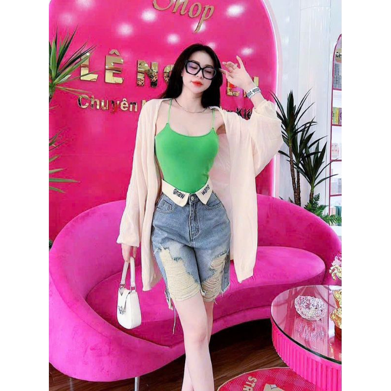 Quần jean ngố rách lưng chữ chuẩn mẫu kèm hình thật sàn