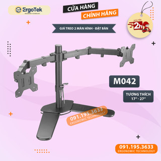 Giá Treo Hai Màn Hình Đặt Bàn ErgoTek M042 17 - 27 Inch - Tay Arm Treo 2 Màn Hình - Xoay 360 Độ