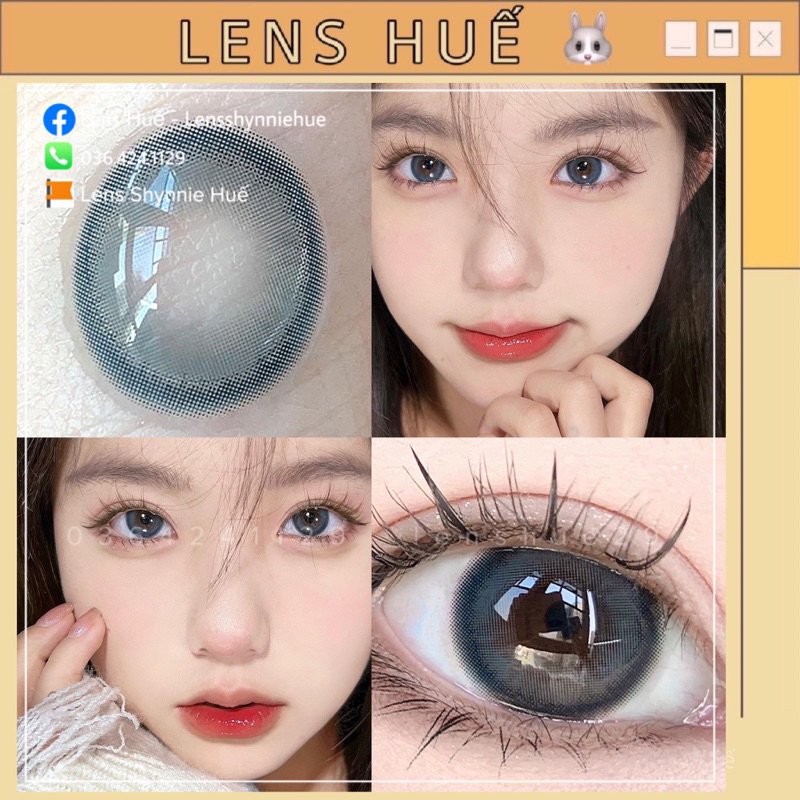 💙 (HÀNG CÓ CẬN)- Lens xanh biển trong veo tự nhiên giãn ít - Lens Huế 🐰