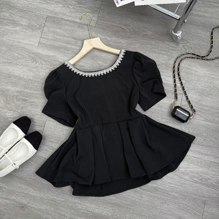 Set Bigsize Nữ Mập Fashion Áo Kiểu Bigsize Quần Sooc Bigsize Viền Ren Thiết Kế Trẻ Trung Đủ Size 52-90kg  AO0053