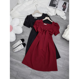 Đầm Bigsize Nữ Mập Fashion Đầm Bigsize GOLD Thiết Kế Tôn Dáng Đầm Nơ Ngực Đỏ Đen  Đủ Size 50-90kg DA0028