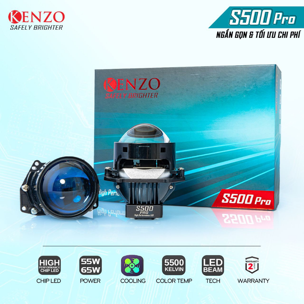 Bi-led Kenzo S500 & S500 PRO - gương cầu led xe ô tô xe máy biled oto Xlight GTR Redpro Red pro magic titan black pro