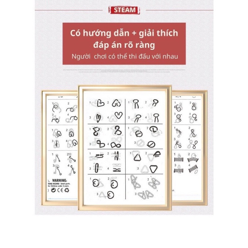 Đồ chơi trí tuệ Nhật Bản tháo lắp vòng sắt thông minh, trò chơi gỡ rối mở khoá thử thách tư duy