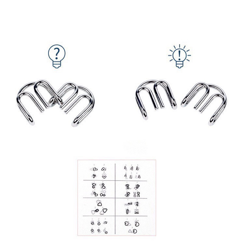 Đồ chơi trí tuệ Nhật Bản tháo lắp vòng sắt thông minh, trò chơi gỡ rối mở khoá thử thách tư duy