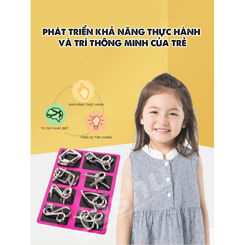 Đồ chơi trí tuệ Nhật Bản tháo lắp vòng sắt thông minh, trò chơi gỡ rối mở khoá thử thách tư duy