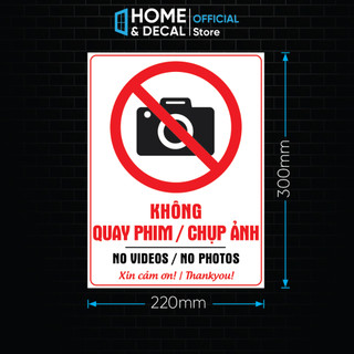 Decal Không Quay Phim Chụp Ảnh, Decal Cấm Quay Phim Chụp Ảnh, Sticker Cấm Camera Dán Tường, Kính Chống Nước Chống Nắng