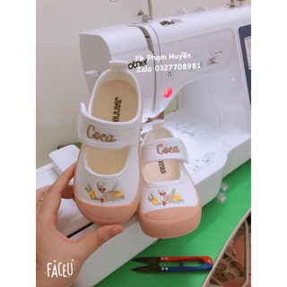 Giày vải canvas hoạ tiết thêu cho bé
