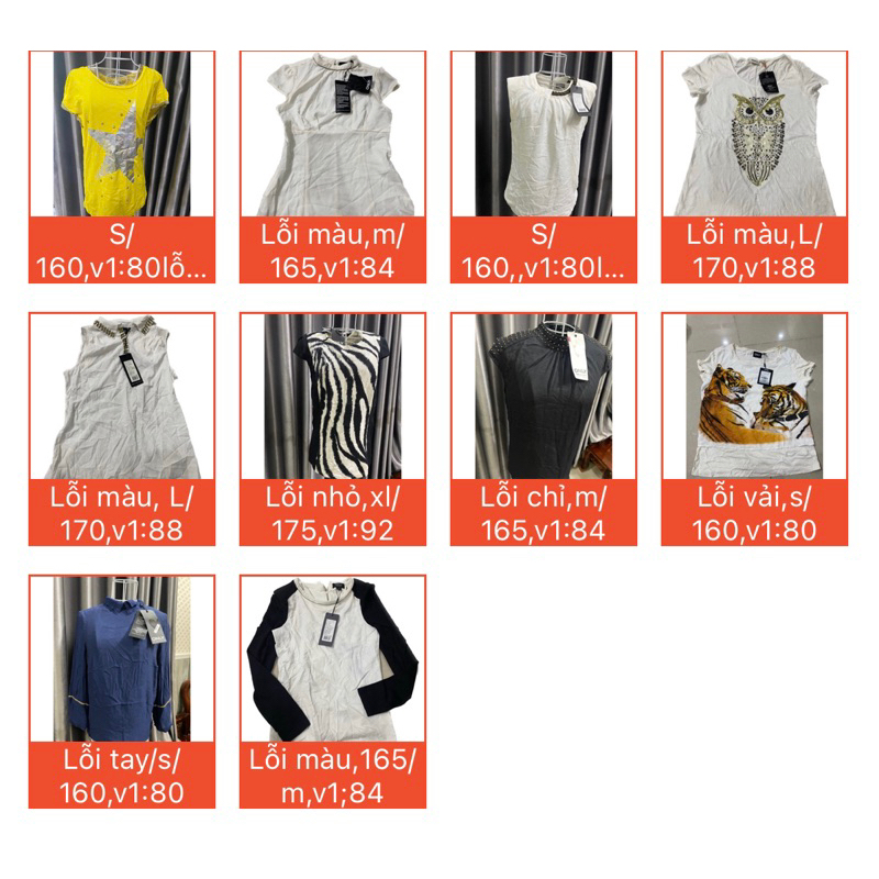 áo(veromoda,only)lỗi màu ,dơ,vải,chỉ...xước