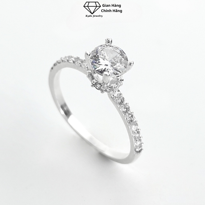 Nhẫn Bạc Nữ Đính Đá Đơn Giản Cá Tính Trang Sức Bạc Ý Cao Cấp Cổ Cao - 9N25 ( Bảo Hành Trọn Đời )