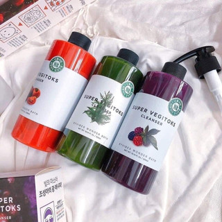 Sữa Rửa Mặt Thải Độc Rau Củ Wonder Bath Super Vegitoks Cleanser (300ml)xanh đỏ tím  sạch da thải độc