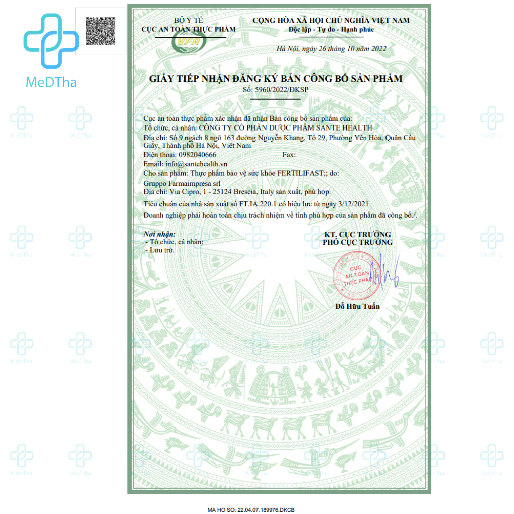 FERTILIFAST - Bổ Tinh Trùng, Tăng Cường Sinh Lý Nam, Tăng Sức Đề Kháng, Tăng Thụ Thai