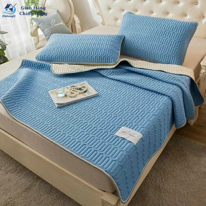 Chiếu Điều Hòa Cao Su Non Từ Thiên Nhiên - Tặng Kèm 2 Vỏ Gối ( Bảo Hành 12 Tháng )