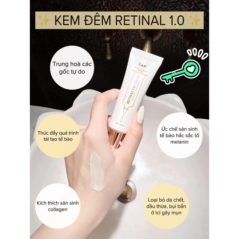 Kem Đêm Retinal 1.0 Cream Kr Lab lọ 30g hạn 2025- Dưỡng Sáng Mờ Thâm Nám