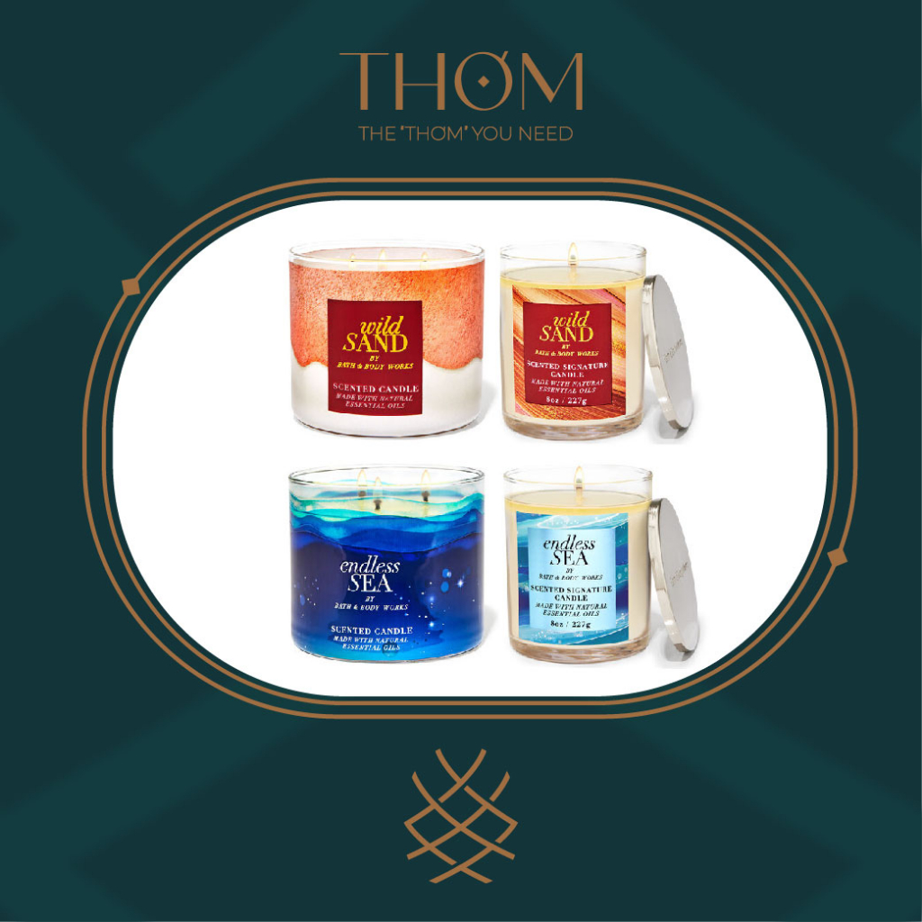 WILD SAND | ENDLESS SEA | Nến thơm 3 bấc 411gr 1 bấc 227g 198g Bath and Body Works 3 Wick Scented Candles
