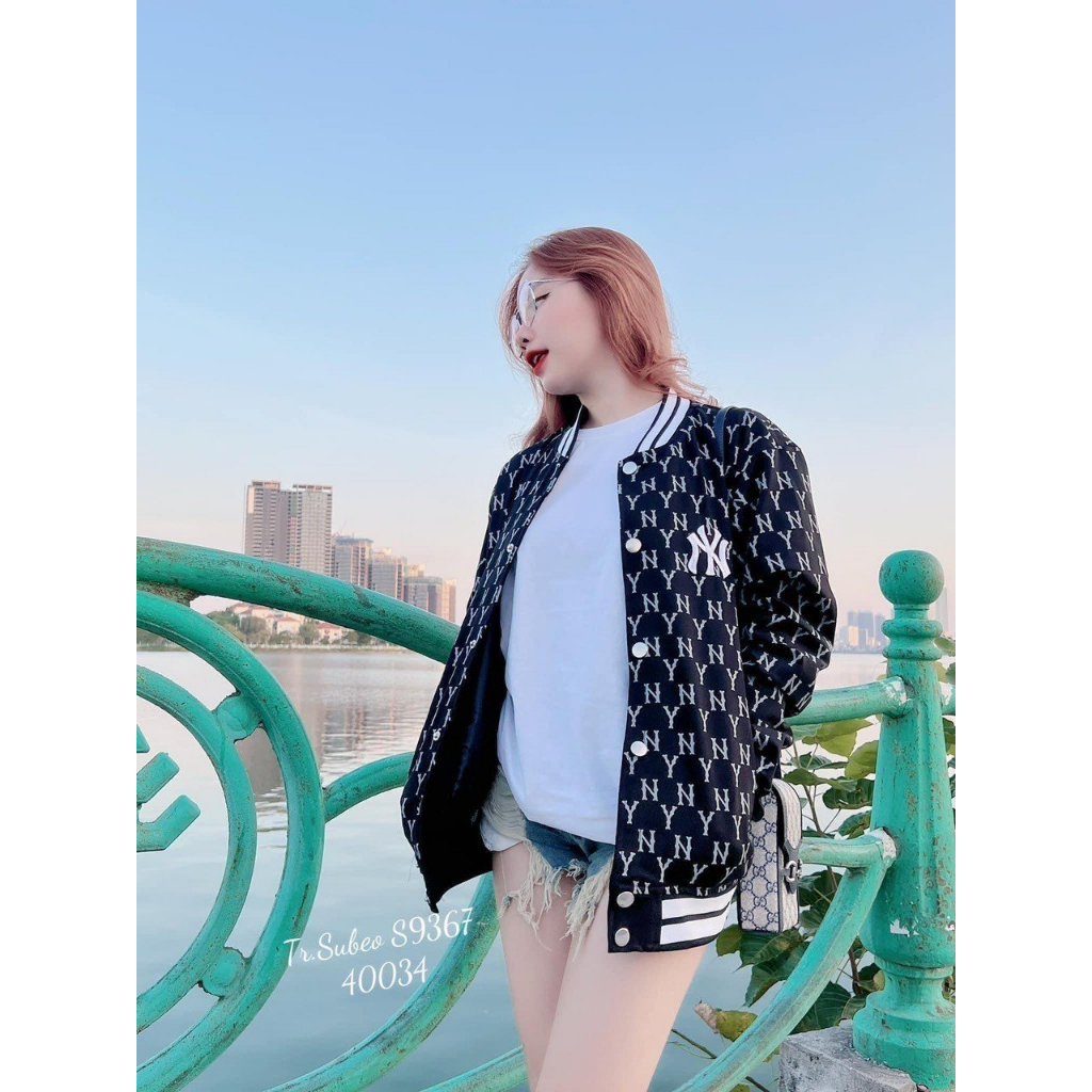 Áo khoác boomber in chữ N...Y kín toàn thân nam nữ mặc đẹp hết nấc LN60P thoitranghottrend