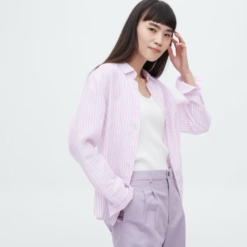 Áo sơ mi dài tay Linen Uni qlo