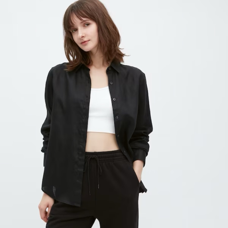 Áo sơ mi dài tay Linen Uni qlo