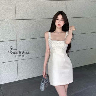 Váy trắng cổ vuông dáng chân phồng tôn dáng, che khuyết điểm phong cách sang chảnh, lịch sự, tinh tế