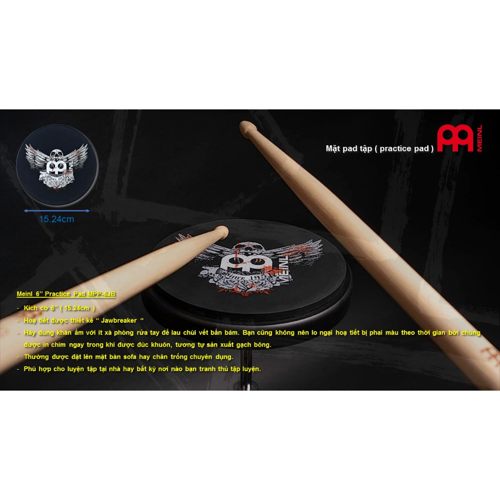 Mặt trống tập chính hãng Meinl Practice Pad MPP-6JB MPP-6TL MPP-6BG MPP-12JB MPP-12TL MPP-12BG