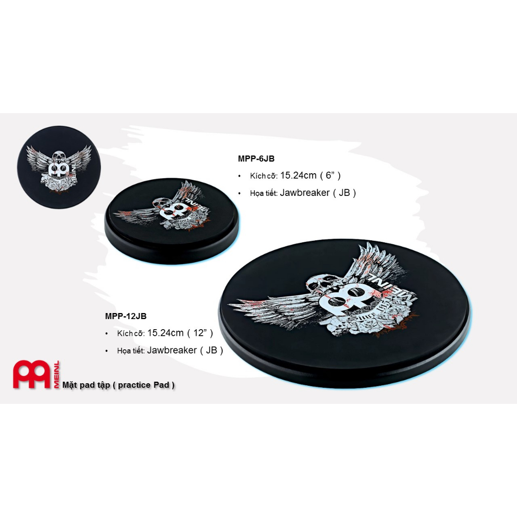 Mặt trống tập chính hãng Meinl Practice Pad MPP-6JB MPP-6TL MPP-6BG MPP-12JB MPP-12TL MPP-12BG