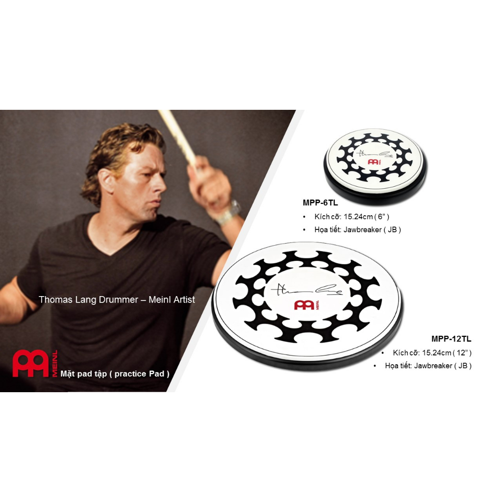 Mặt trống tập chính hãng Meinl Practice Pad MPP-6JB MPP-6TL MPP-6BG MPP-12JB MPP-12TL MPP-12BG